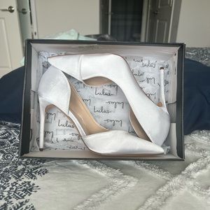 Lulu’s Satsuki White Satin Pointed-Toe D’Orsay Pump size 8